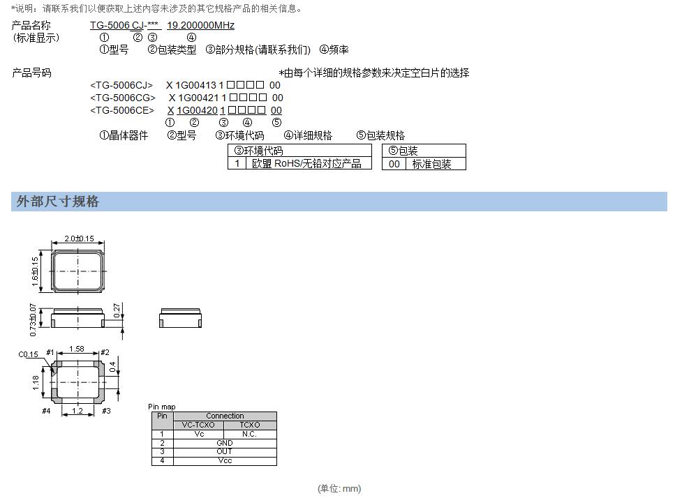 TG-5006CJ晶振规格书