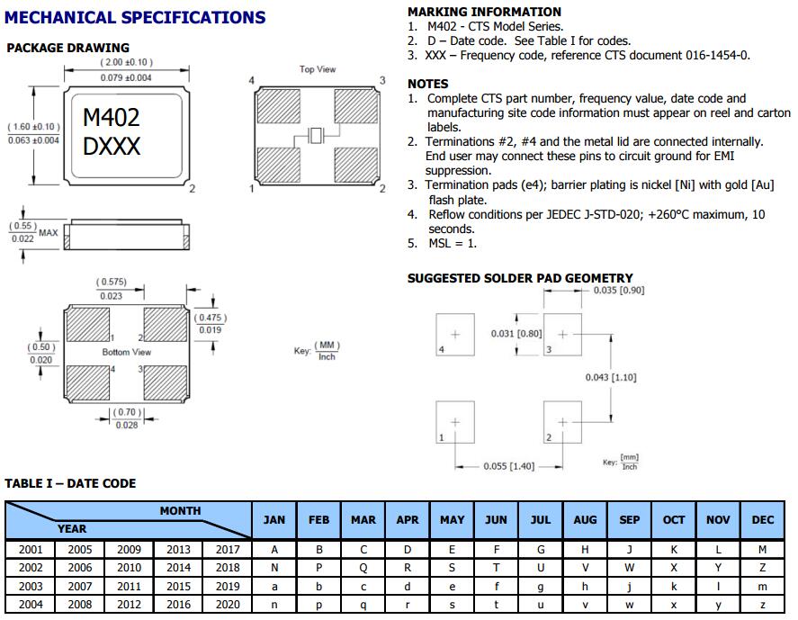 model402晶振规格书