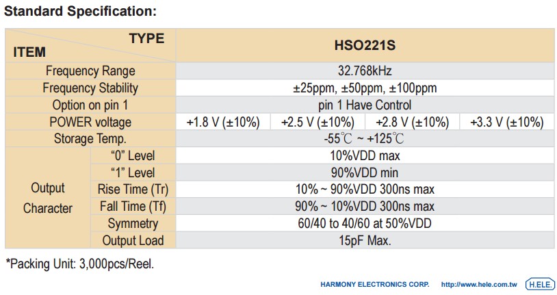 HSO321S晶振规格书