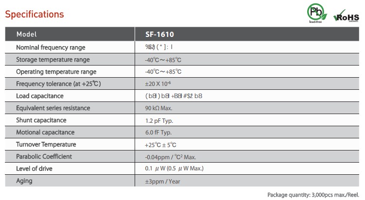 SF-1610晶振规格书